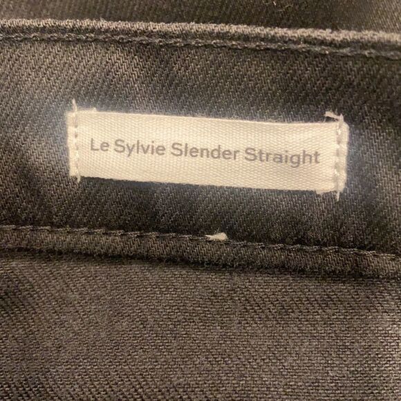 Frame Le Sylvie Hi Rise Straight Jean Black Stripe Size 33 - Picture 10 of 16